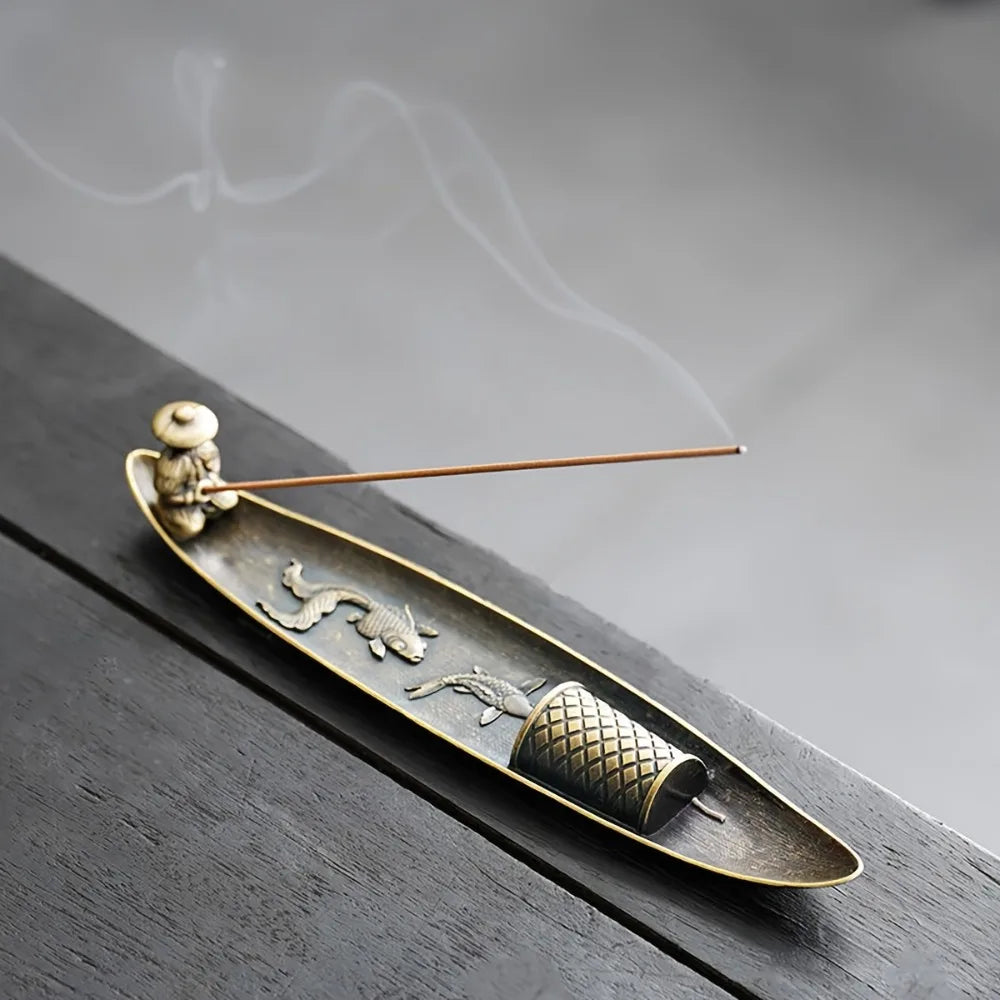 Creative Incense Holder Aromatherapy Ornament Incense Holder Boat Old Men Fishing Japanese Style Incense Stick Burner Home Decor Zpaxo fish