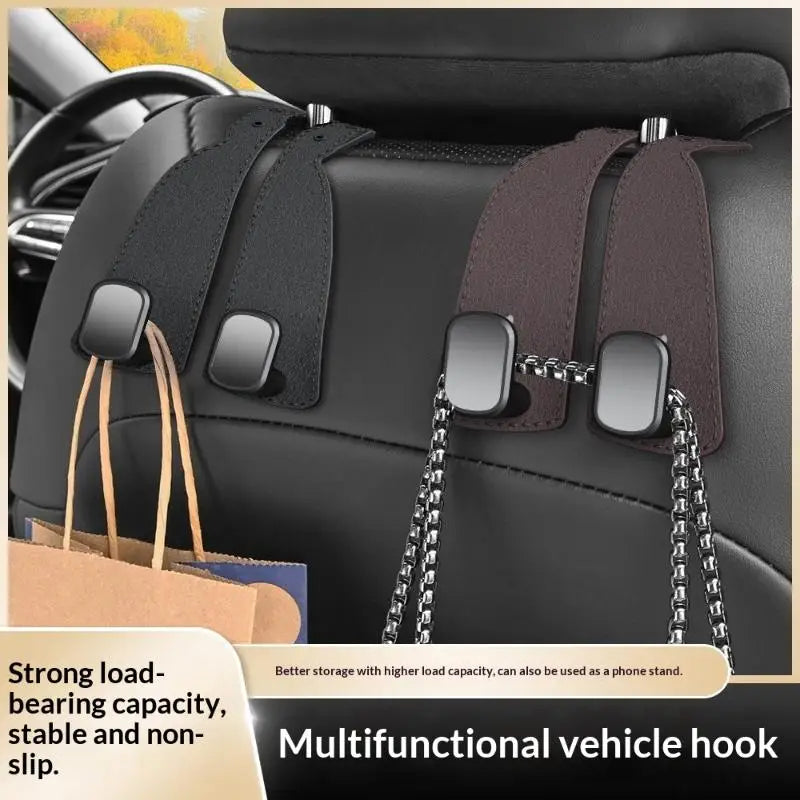 4-Pack Car Headrest Hooks – Backseat Bag Hanger Organizer