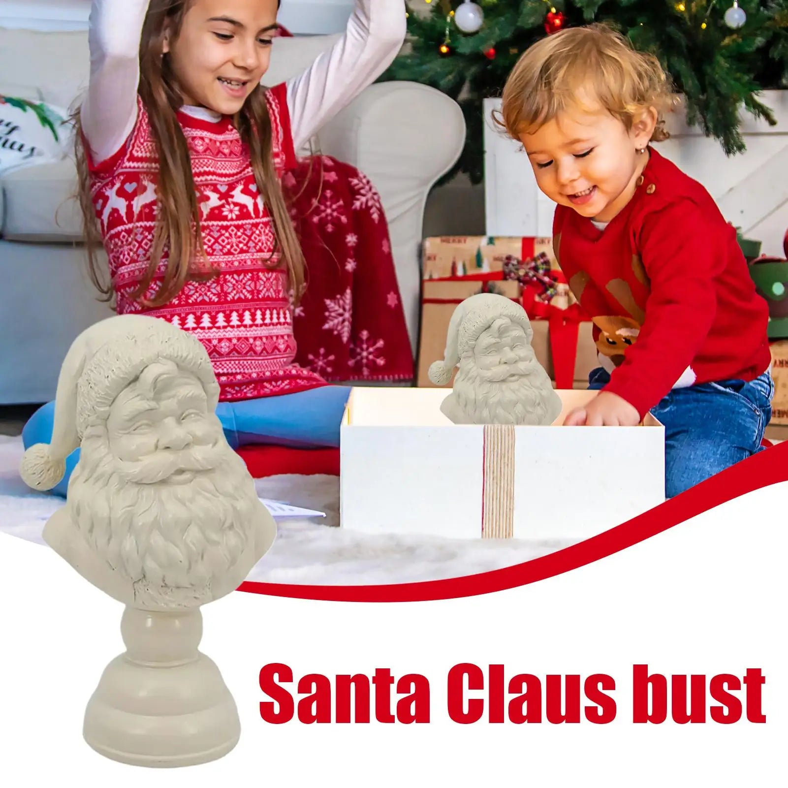 Half Body Santa Claus Resin Statue Figurine Tabletop Ornaments Home