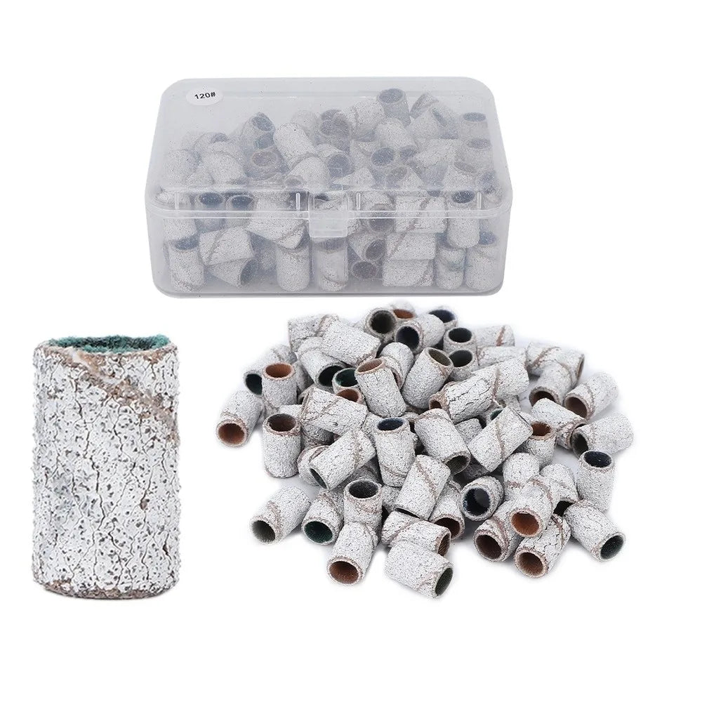 Professional White Nail Art Sanding Bands Cylindrical Drill Gel Zpaxo