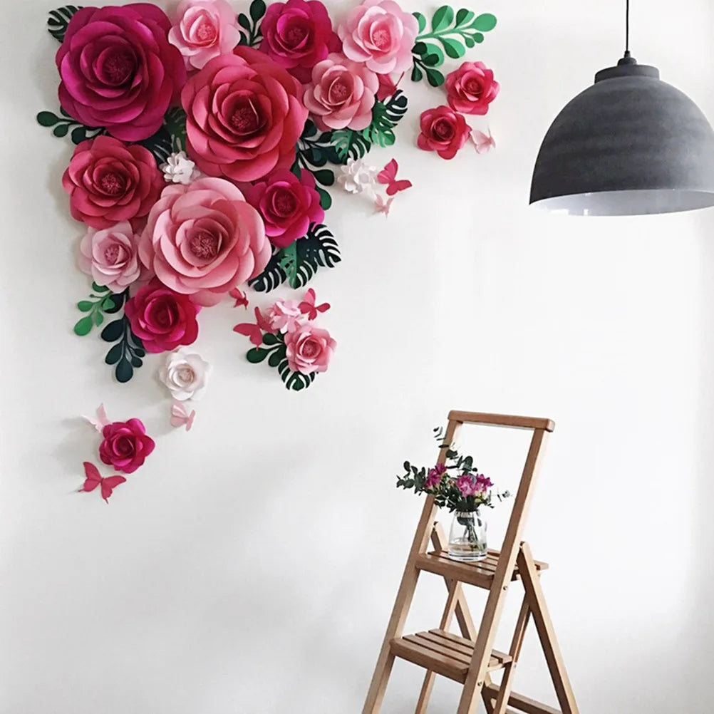 3D Paper Flower Wall Decor Wine Red Stylish Party Wedding Birthday