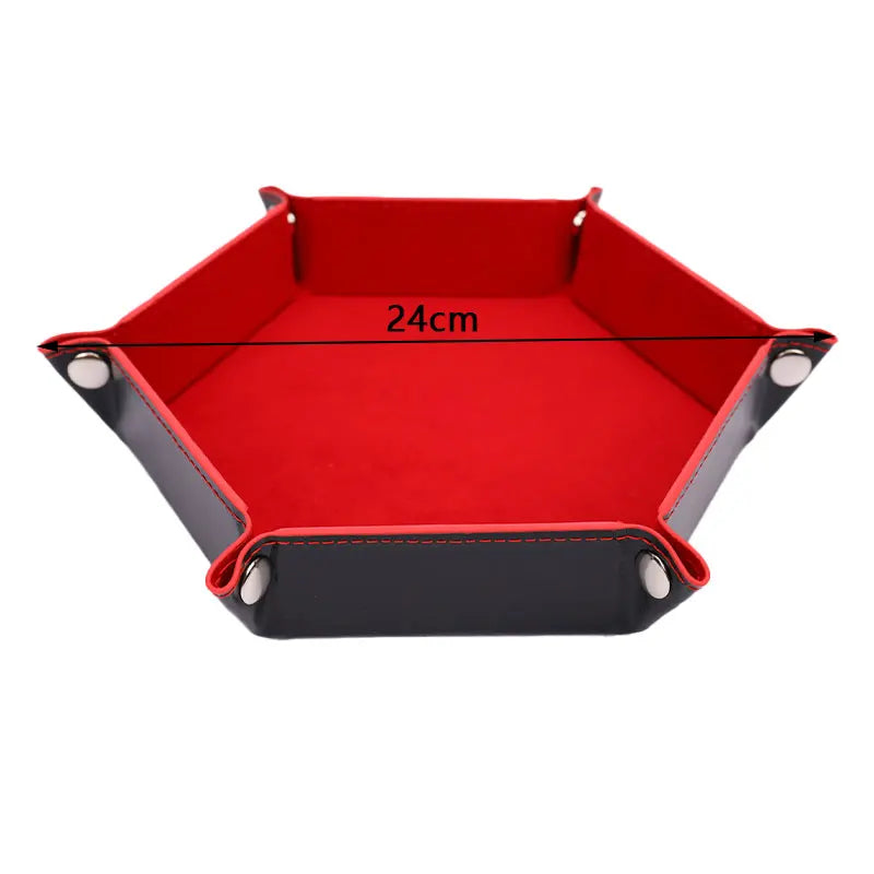 High Quality Foldable Dice Tray Box PU Leather Folding Hexagon Coin Square Tray Dice Game Zpaxo