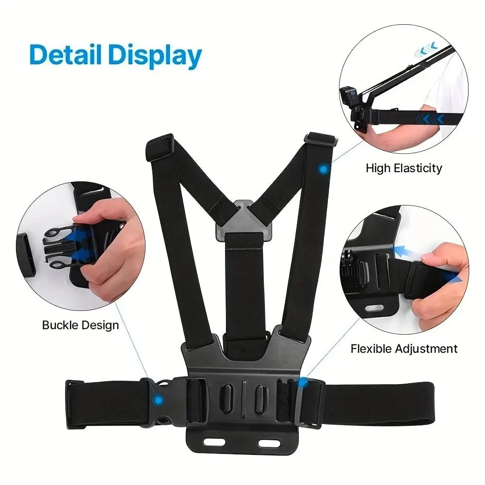 All-In-One 6pcs Action Camera Kit Head Strap Chest Straps Mount Adjustable Rotatable Phone Holder For GoPro Phone Osmo Insta 360 Zpaxo