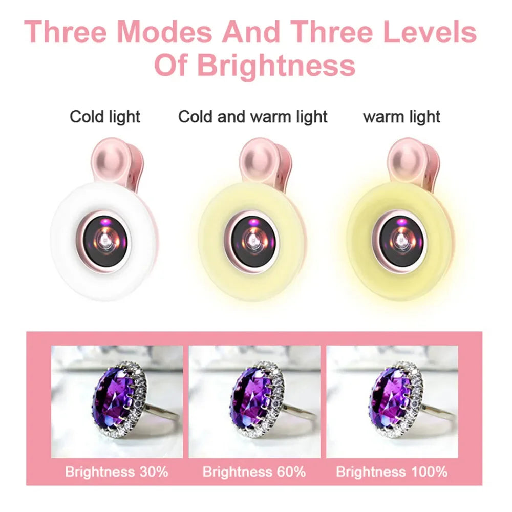15X Macro Lens Mobile Phone 1 HD Camera LED Ring Flash Light
