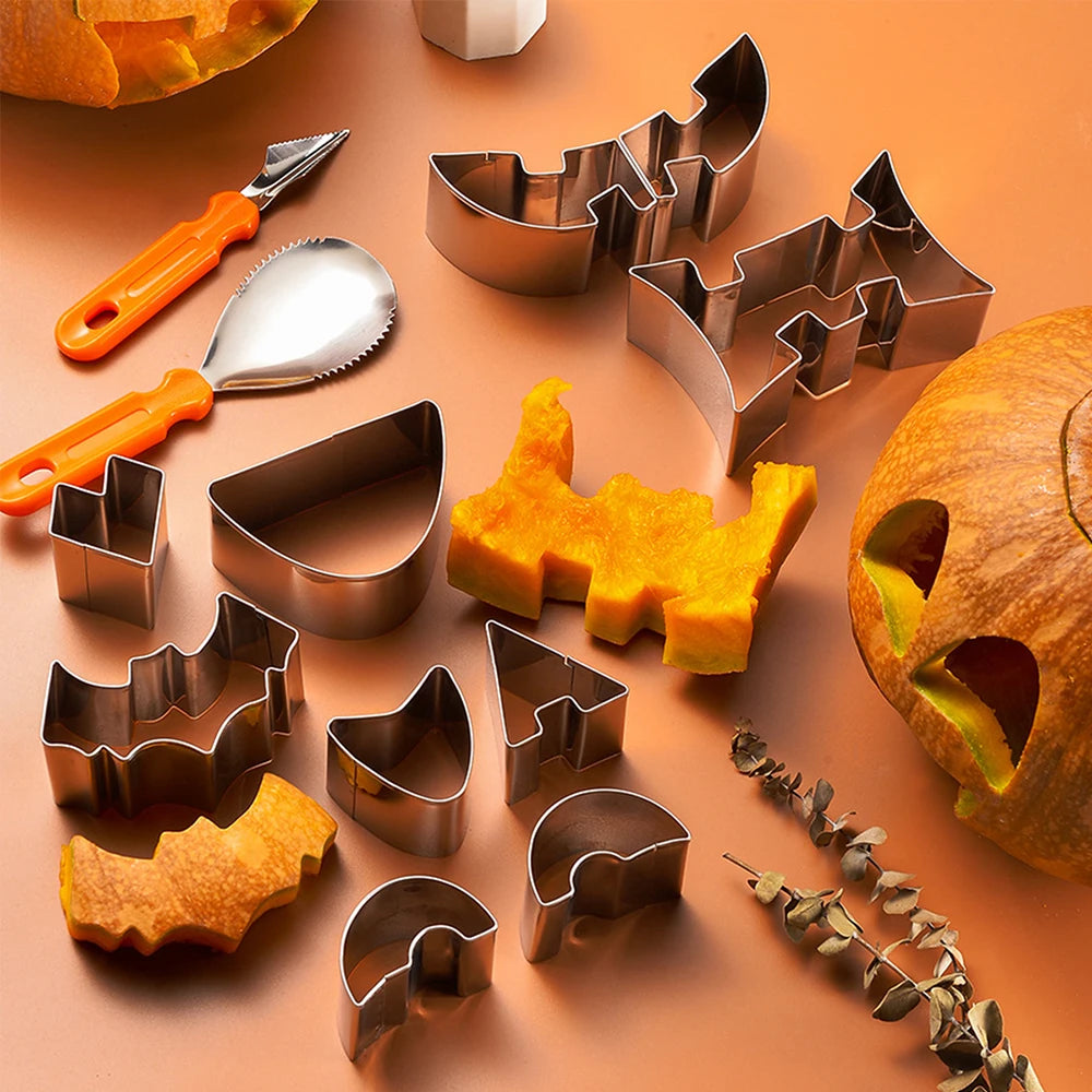 Pumpkin Carving Kit Pumpkin Cutter Tools Halloween Molds Stainless Steel Pumpkin Carver Stencils Cookie Cutter Kitchen Utensil Zpaxo
