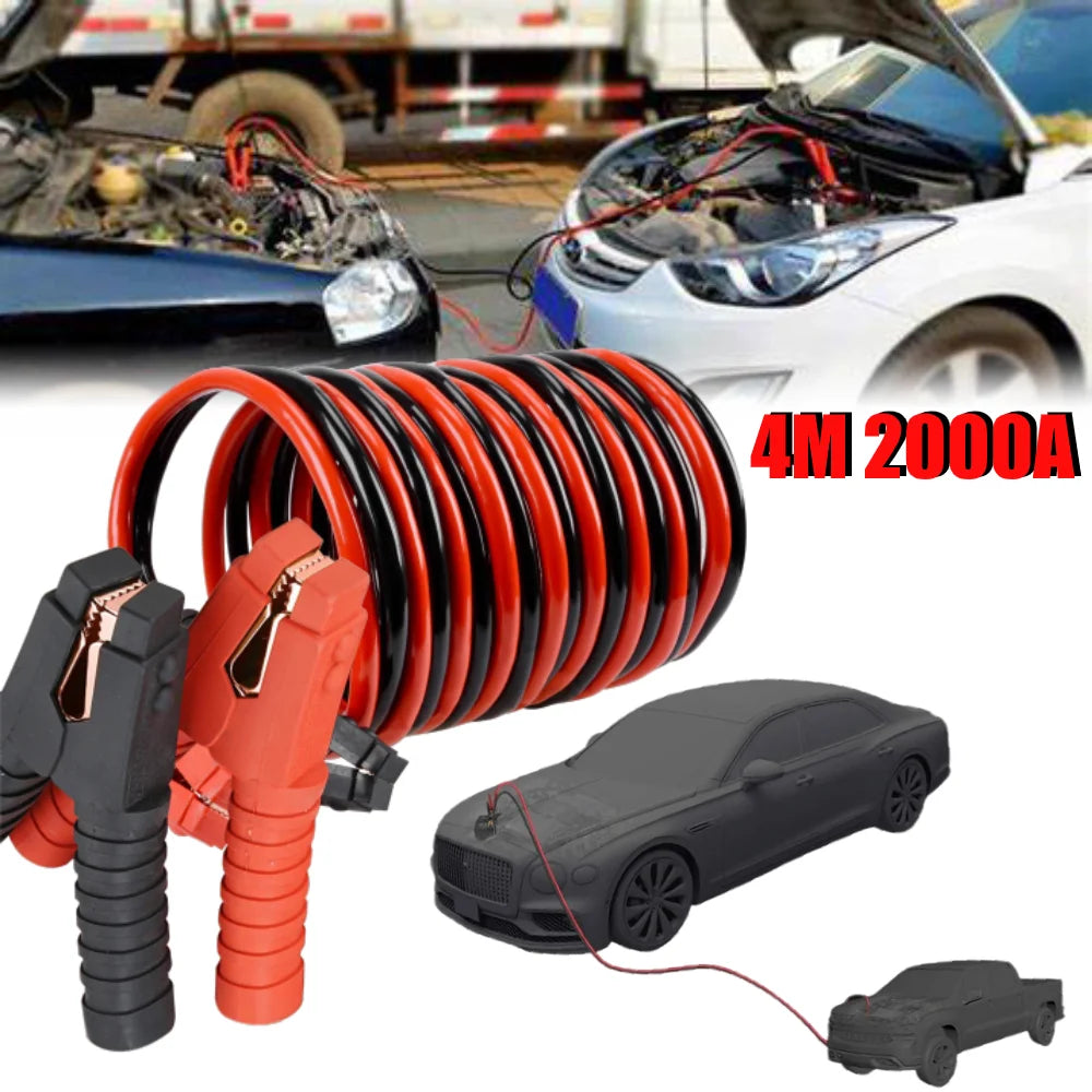 Auto Battery Heavy Duty Jumper Cables 4M 2000A Booster Cables For Cars Truck SUV Positive And Negative Firewire Jump Start Cable Zpaxo
