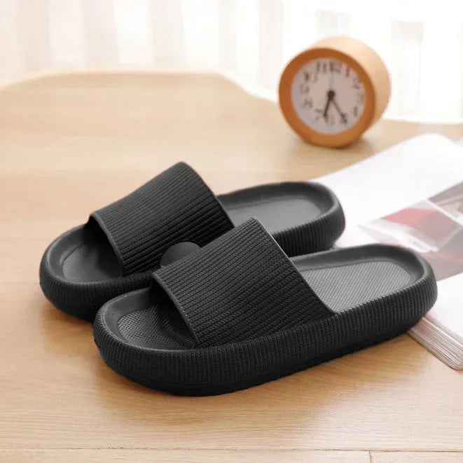 Women Thick Slippers Indoor Home Eva Soft Sole Pillow Slides Sandals Zpaxo black 46-47