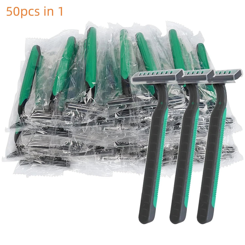 50-Pack Disposable Razors – Individually Wrapped Bulk Travel Razors