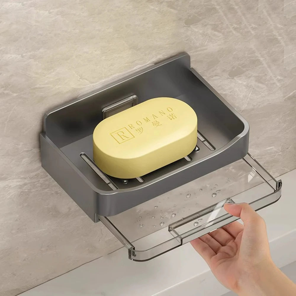 No-Drill Wall Soap Dish Holder with Drain Tray | Bathroom