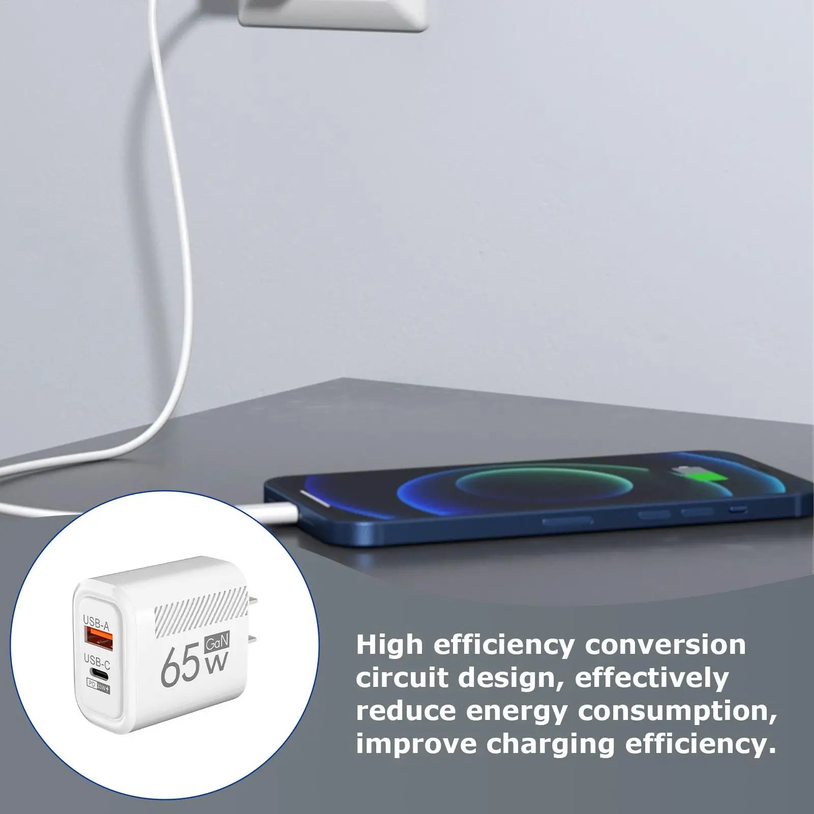 65w 2 Port Fast Charger Adapter Wall Plug International Travel