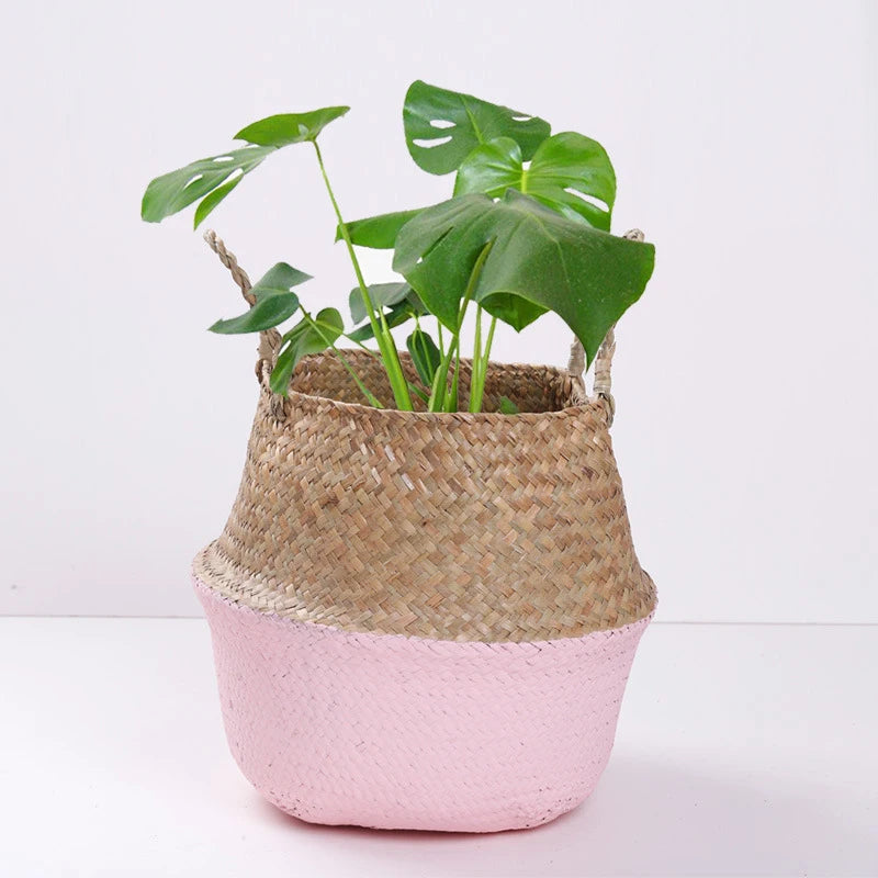 Sundries Organizer Rattan Flower Pots Container Storage Supplies Foldable Basket Weaved Storage Baskets With Handle Laundry Toys Zpaxo A4