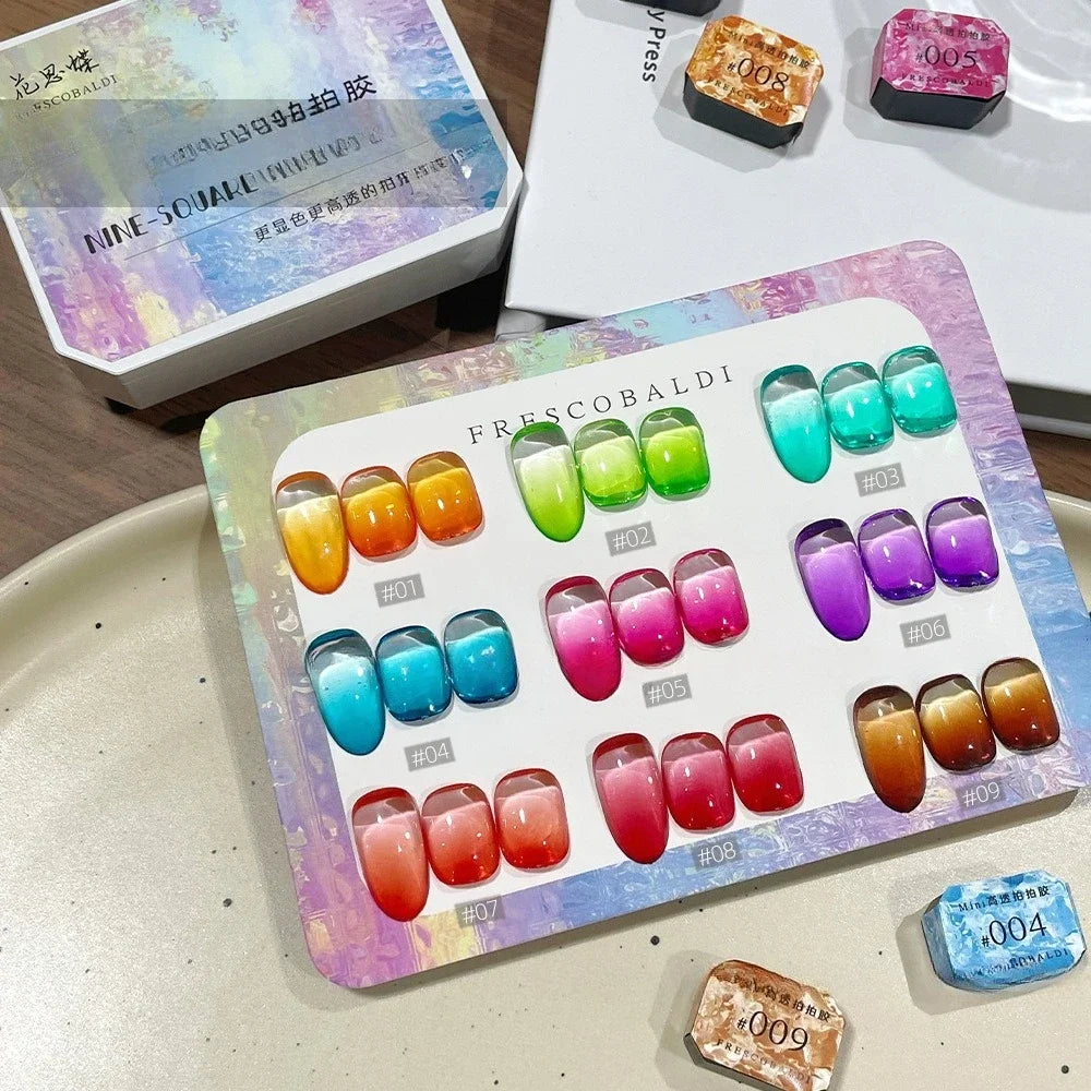 9-Color Chinese Style Gel Nail Glitter & Eye Shadow Palette Gel Nail Glitter Palette Zpaxo 9colors-set18
