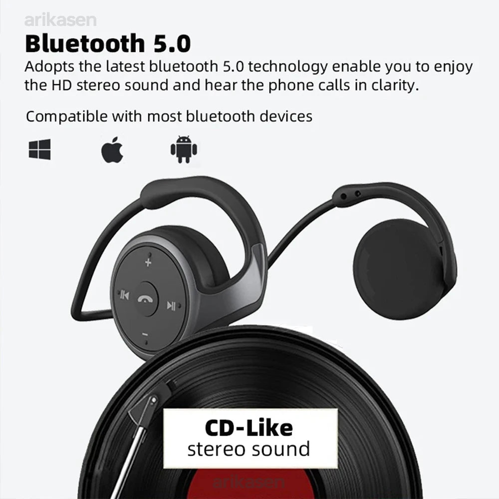 Wireless Headphones Sports Not Ear Bluetooth Earphones Mic Foldable