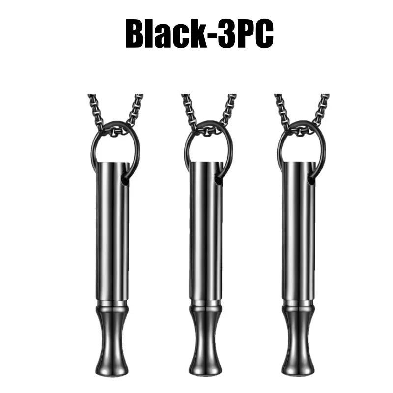 Stainless Steel Relief Necklace Whistle Pendant Natural Calming