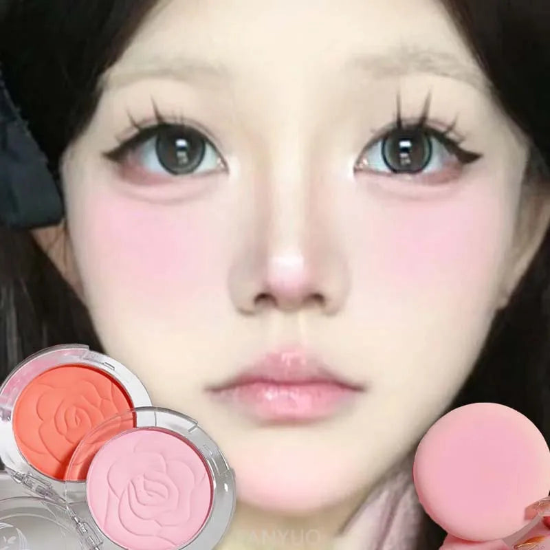 Matte Peach Pink Blush Palette Long-lasting Embossed Petals Orange