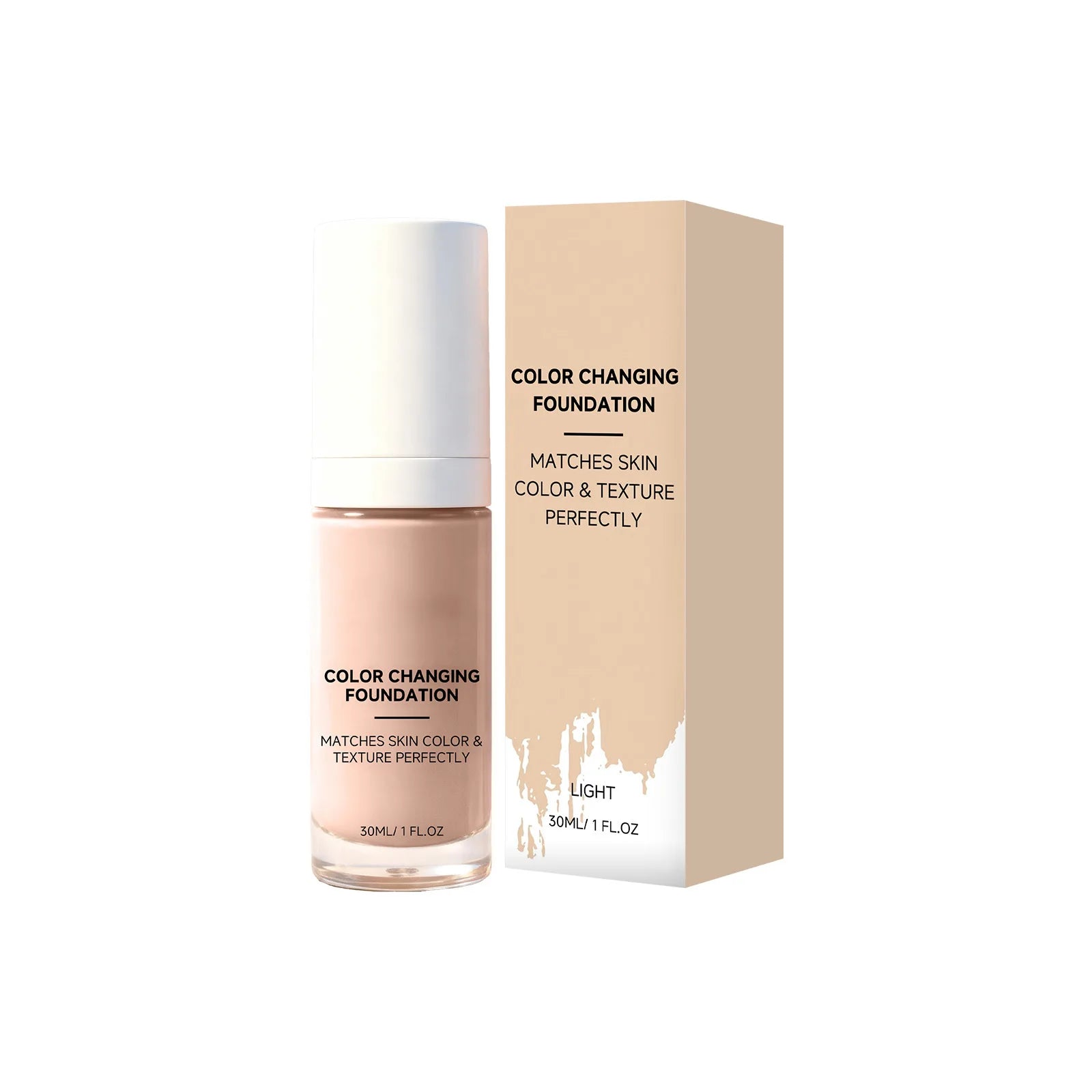 Color Changing Liquid Foundation | Waterproof Full Coverage Makeup Liquid Foundation Zpaxo Light Skin Tone