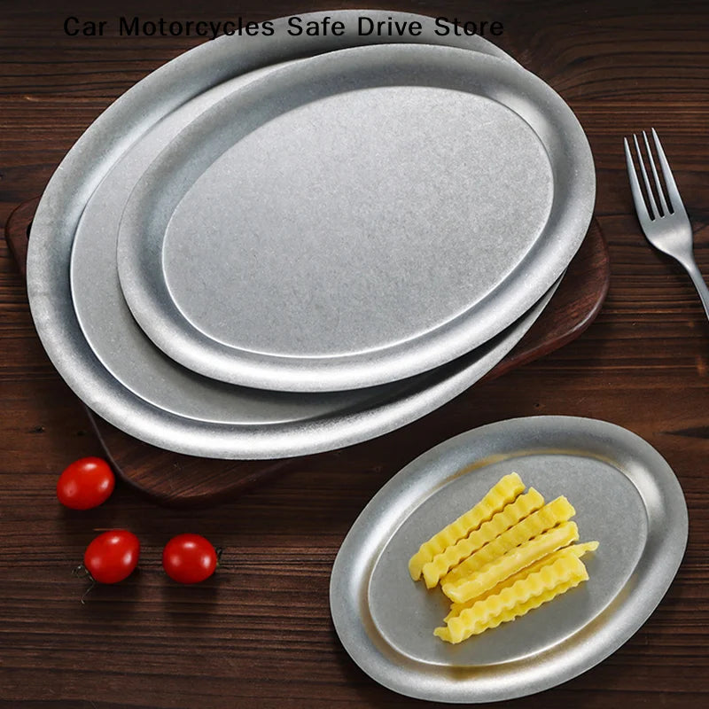 Multi-size 304 Stainless Steel Oval Fish Plates Household Food Dinner