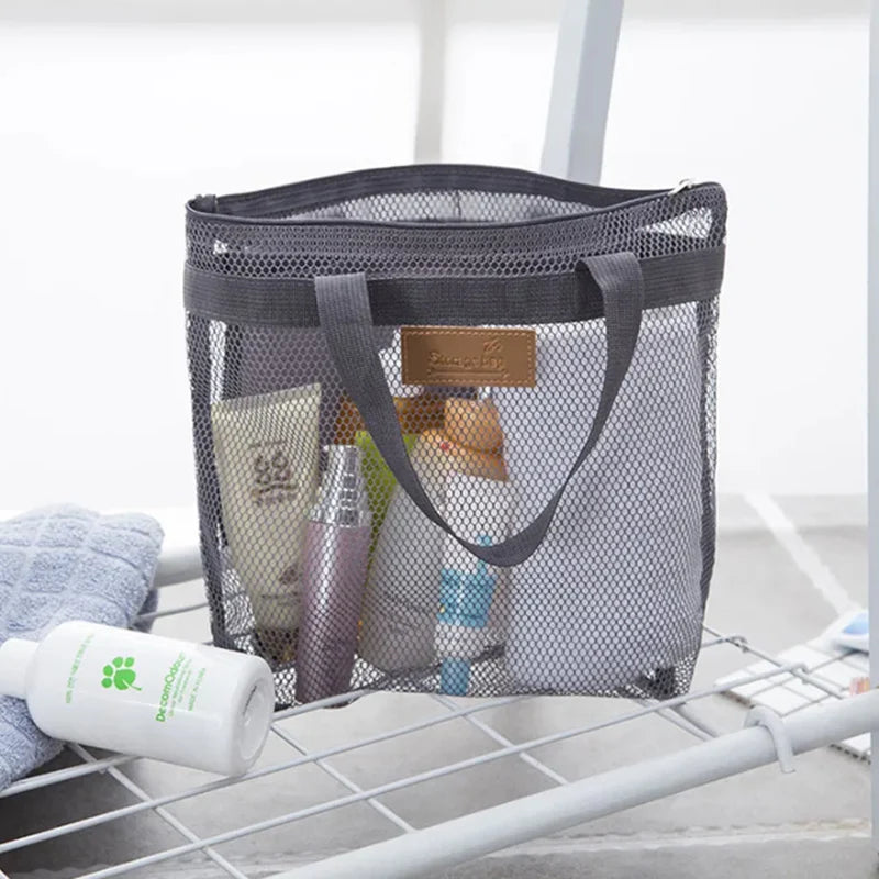 Mesh Toiletry Travel Bag Portable Handheld Makeup Organizer Cosmetics