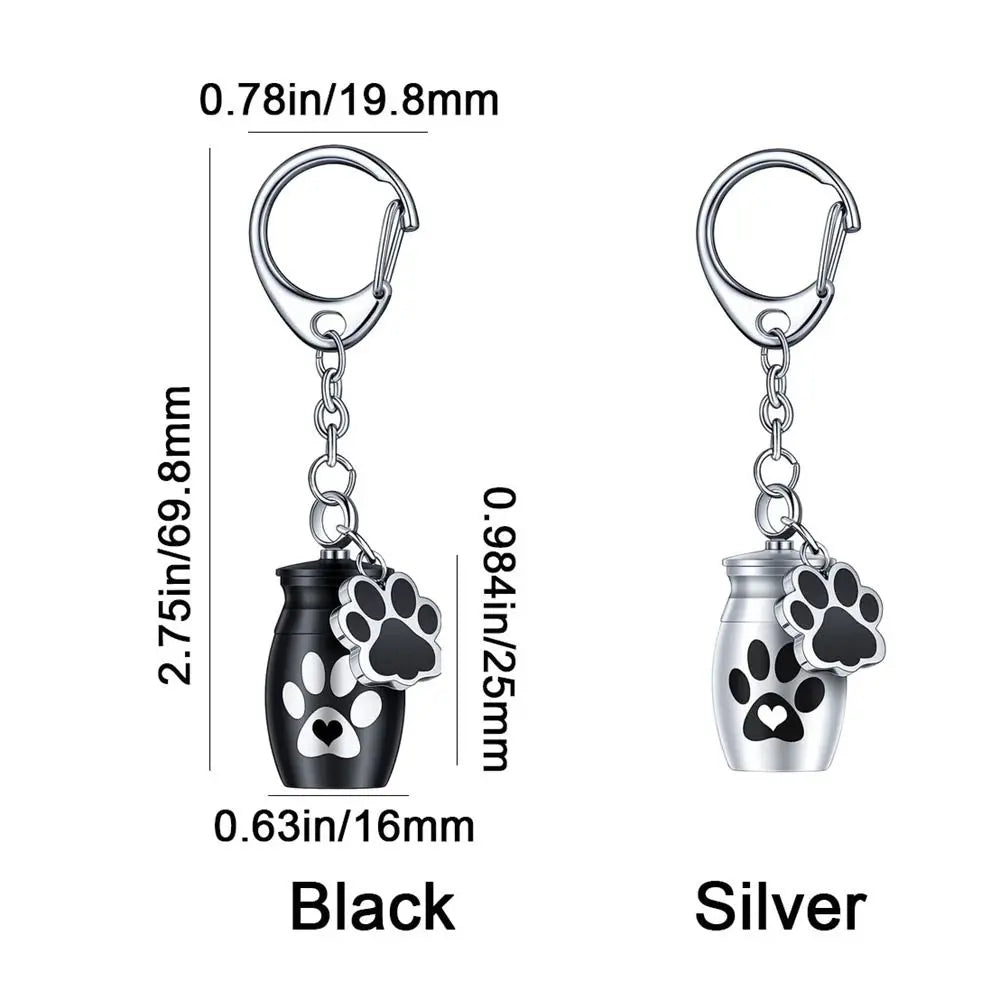 Aluminum Alloy Pet Urns Keychain Paw Print Wear Resistant Pet Urn Pendant Waterproof Hanging Cat Dog Ashes Pendant Pet Teeth Zpaxo