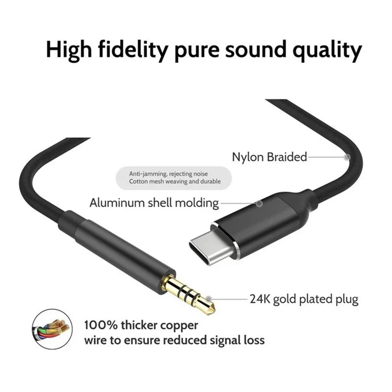 Usb Type C To 3.5mm Aux Audio Cable Headset Speaker Headphone Jack Adapter Car Aux for Samsung S20 Plus Note 20 S21 Ultra Tab S7 Zpaxo