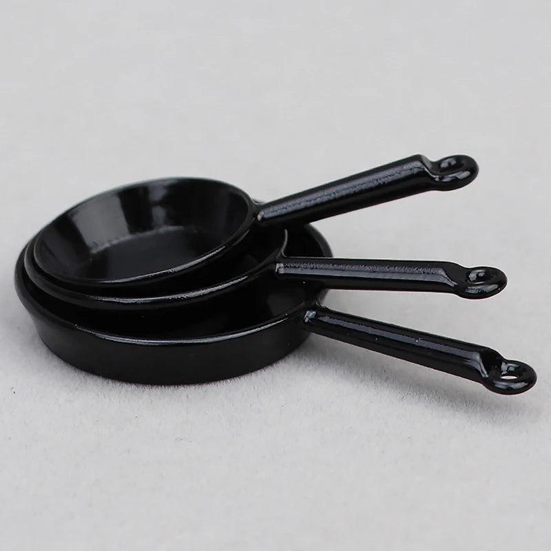 1 12 Dollhouse Miniature Frying Pan Casserole Metal Cookware Kitchen Zpaxo Black