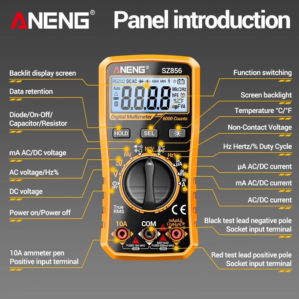High-precision Multimeters ANENG SZ856 Backlight Display Screen Low