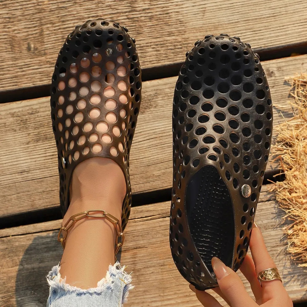 Women Fashion Elegant Perforated Hollow Out Breathable Flexible