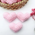 3pcs Handmade Knitted Heart Decorations Blue Red Crochet Finished Hearts for Valentine's Day Wedding Party DIY Home Decor Zpaxo pink