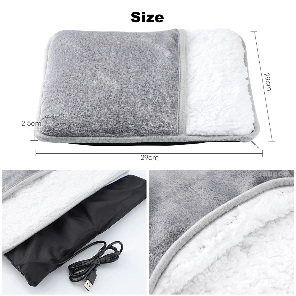 Foot Warmer Electric Heating Pad USB Soft Plush Washable Heater