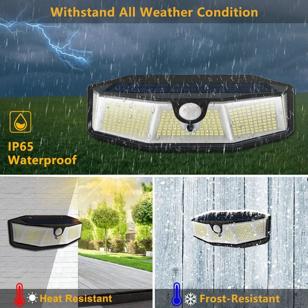 308 LED Solar Porch Light Motion Sensor Sunlight 3 Modes Street Wall Zpaxo