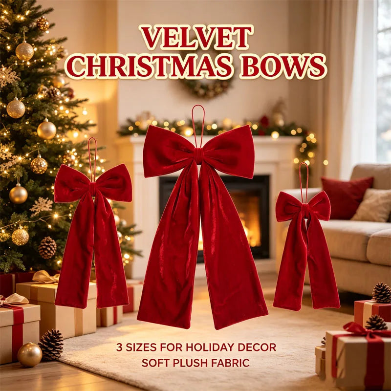 Soft Velvet Ribbon Bow Ornaments Christmas Tree Decor Versatile