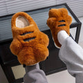 Cute Cartoon Fluffy Slippers Women Men Winter Warm Soft Plush Big Paw Zpaxo brown 44-45