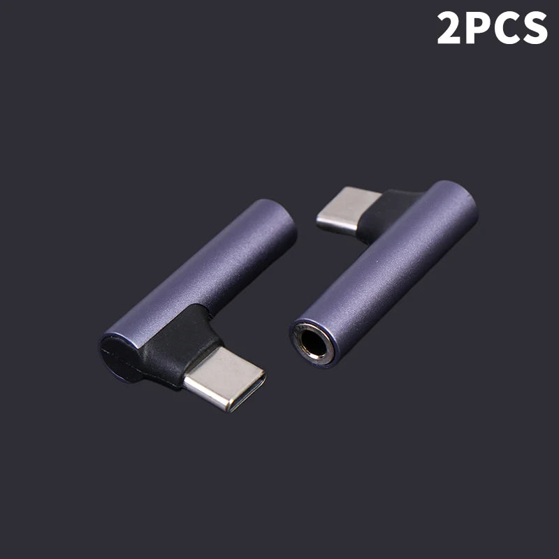 Type C To 3.5mm Jack Audio Adapter 90° Elbow USB C To 3.5mm Headphone Adapter For 16 15 USB C Jack Adapter Zpaxo A1 2PCS