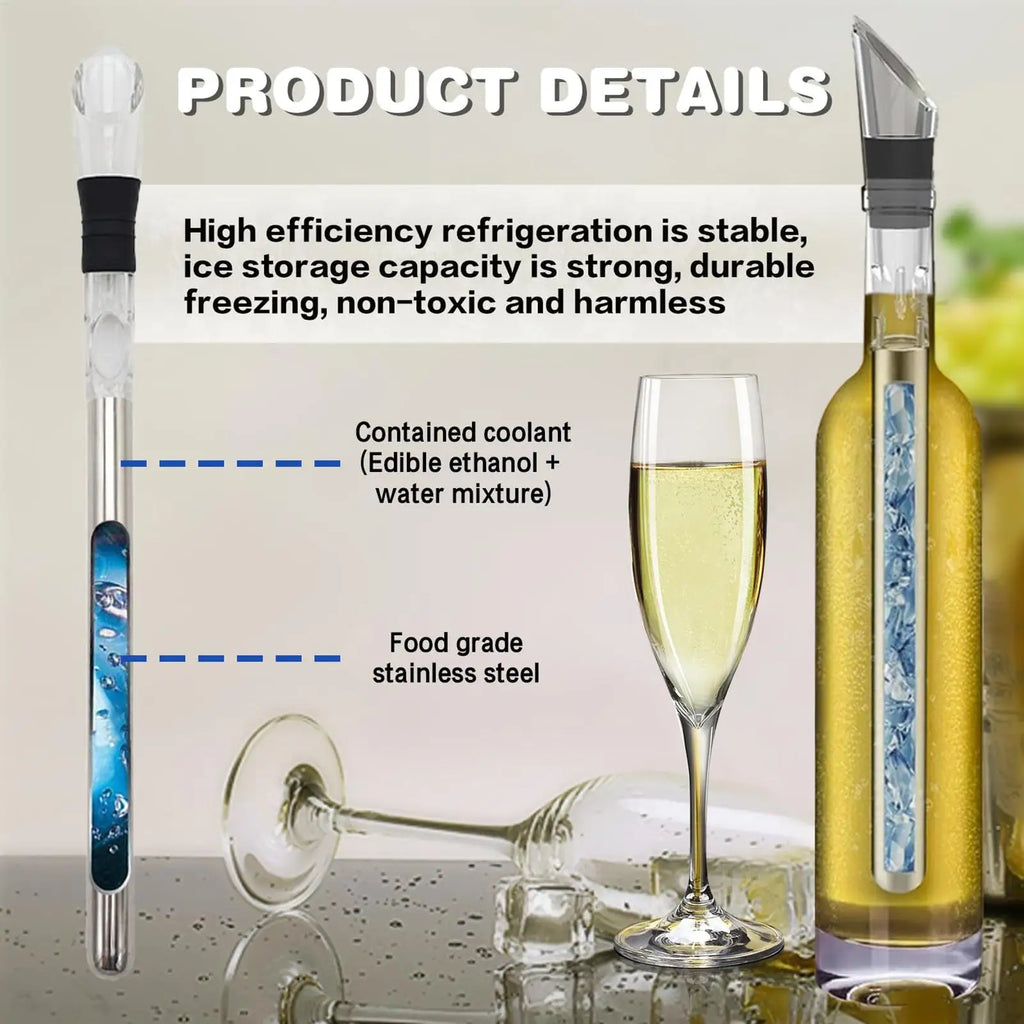 Wine Bottle Chiller Stick Iceless Cooler Stainless Steel Stopper