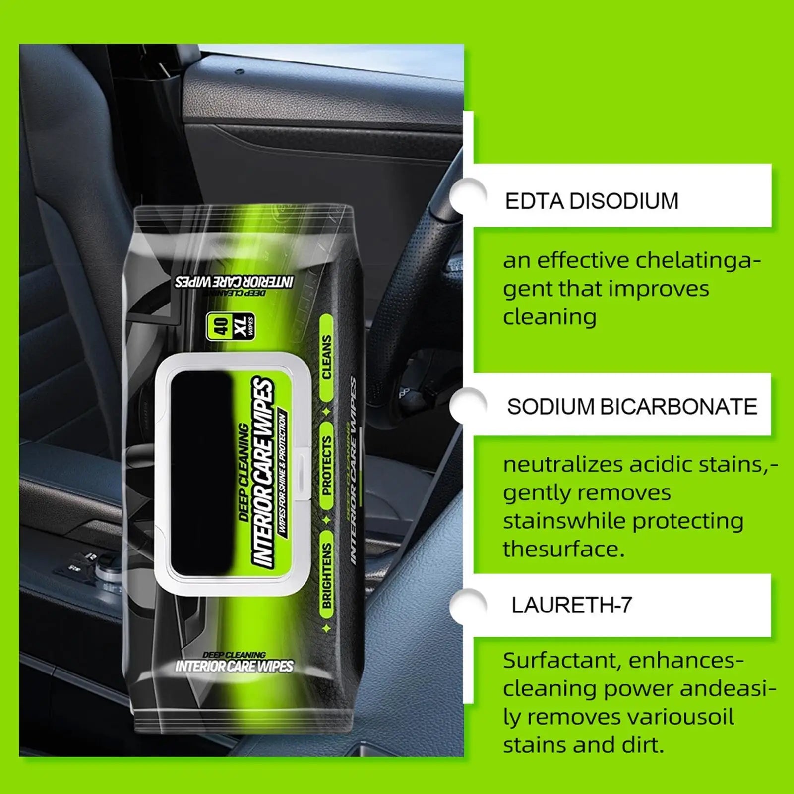 Car Interior Wipes All Purpose Leather Stain Remover Cleaner