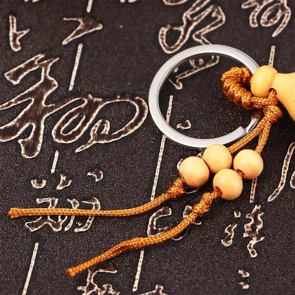 Gifts High Quality Ornaments Key Chain Car Key Ring Wishful Peach Wood Keyring Chinese Traditional Keychain Good Luck Gourd Zpaxo