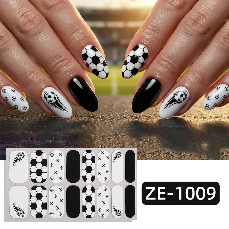 National Flag Theme Nail Stickers Soccer Nation Decals Ball Fans Zpaxo ZE-1009