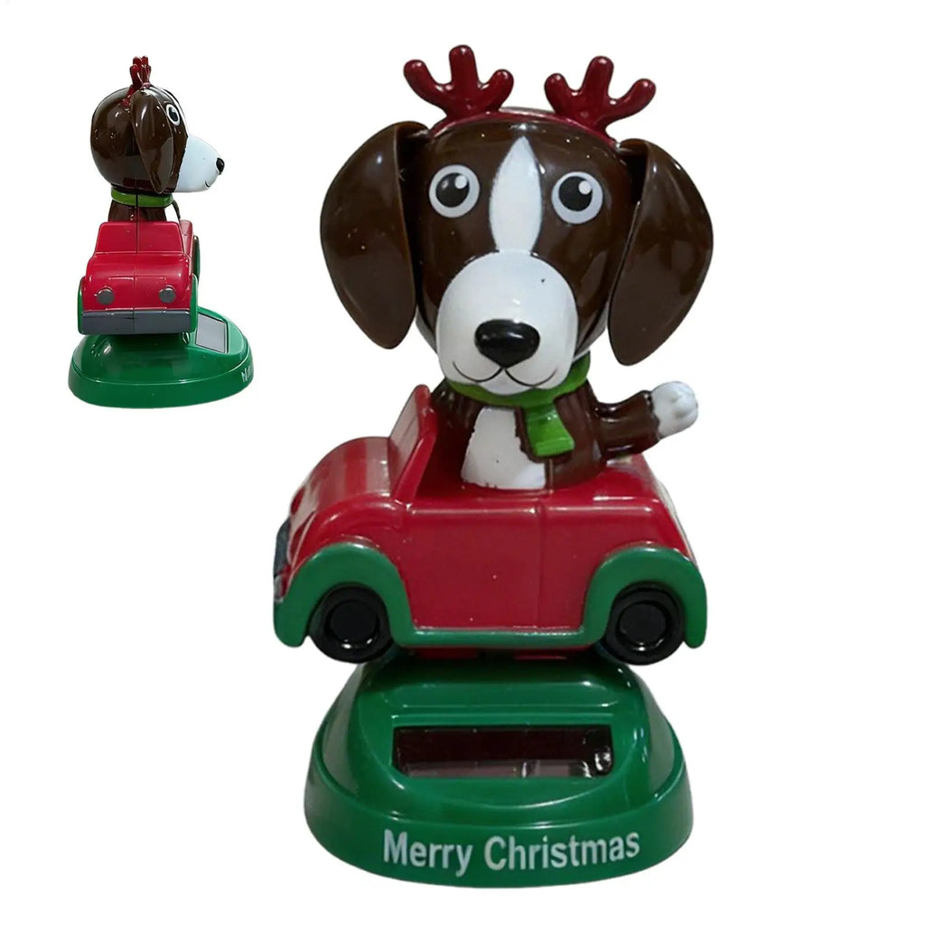 Solar Shaking Head Dog Car Dashboard Ornament | Funny Figurine Solar Dashboard Figurine Zpaxo