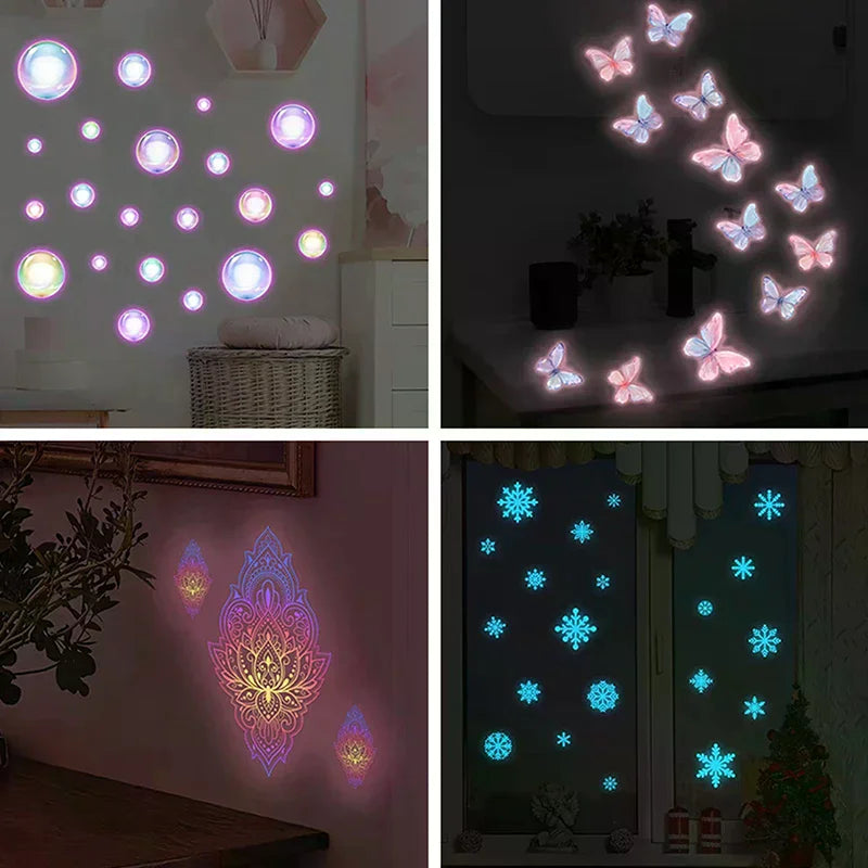 Glow-in-the-dark Self-adhesive Butterfly Mandala Wall Stickers Living Zpaxo
