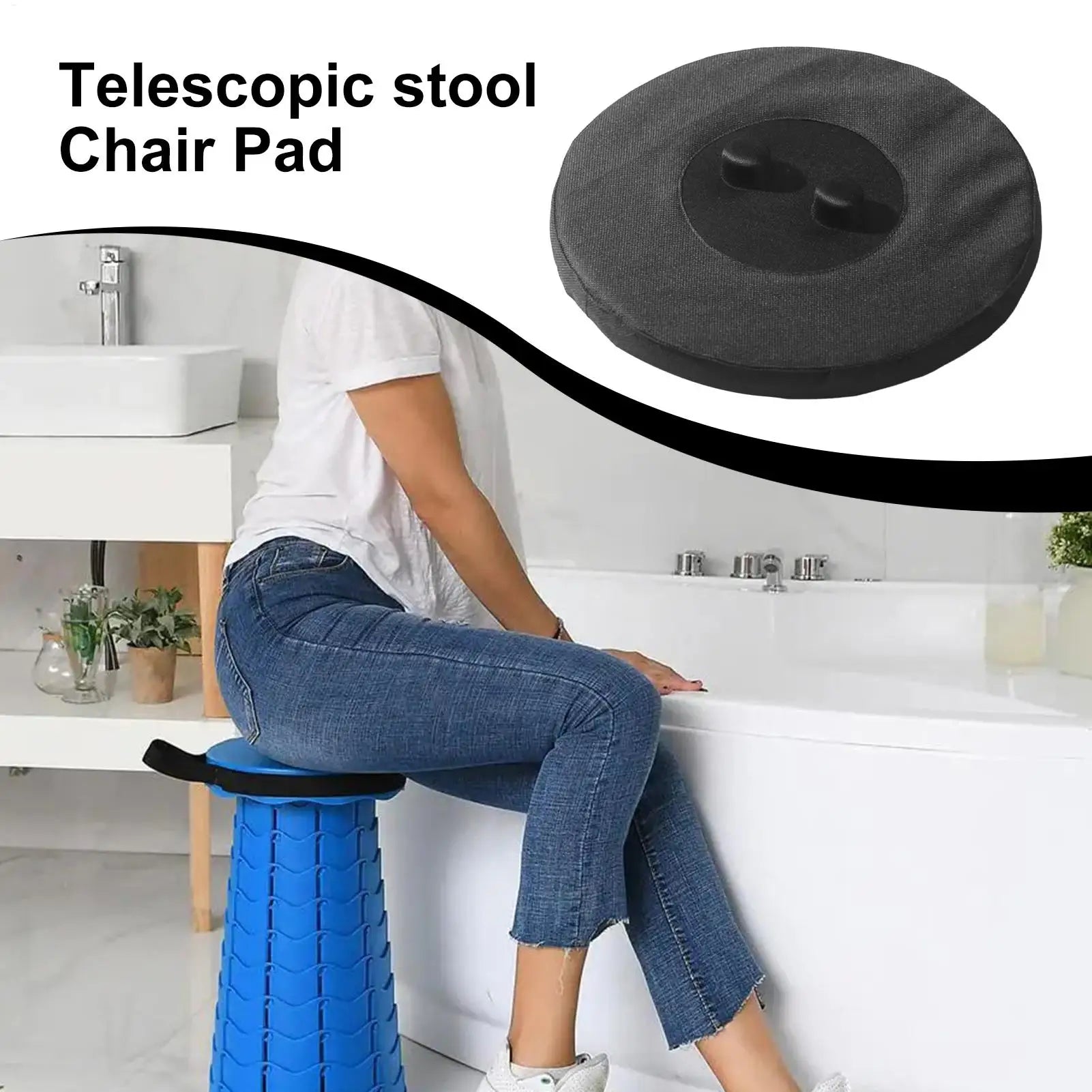 Telescopic Stool Cushion, Round Thickened Folding Seat Cushion Comfortable With Memory Foam Non-slip For Camping Stool Zpaxo