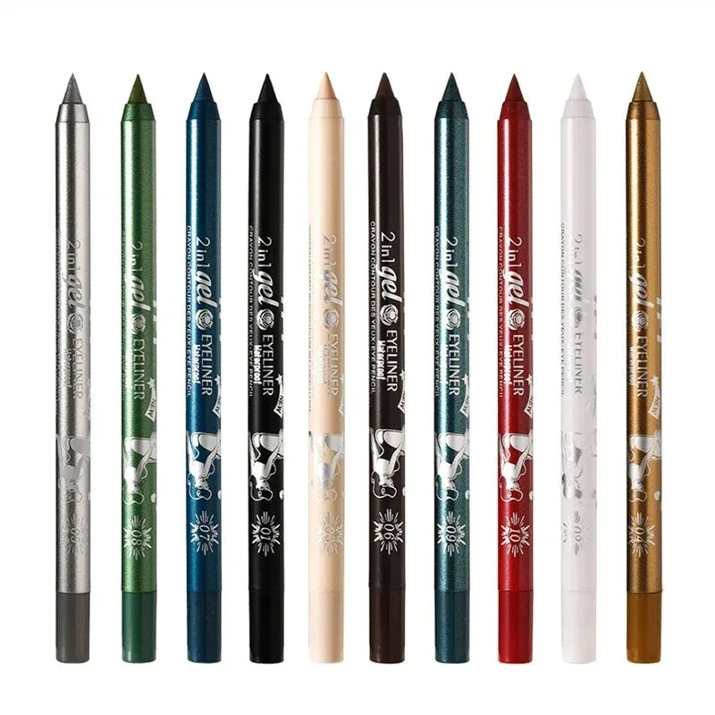 Waterproof Eyeliner Gel Pencil Pigment Brown Black White Glitter