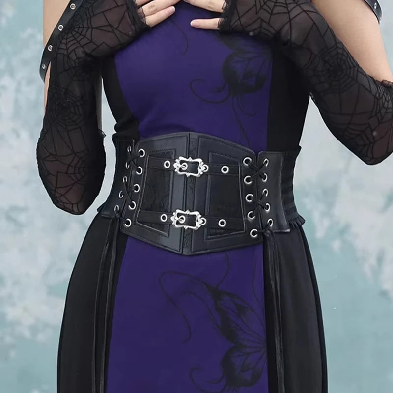 2026 Flash Sale！Ladies's Retro Corset Belt Gothic Punk Tie Rope Elastic Lace Dress Corset Belt Solid Color Fashion Waistband Zpaxo
