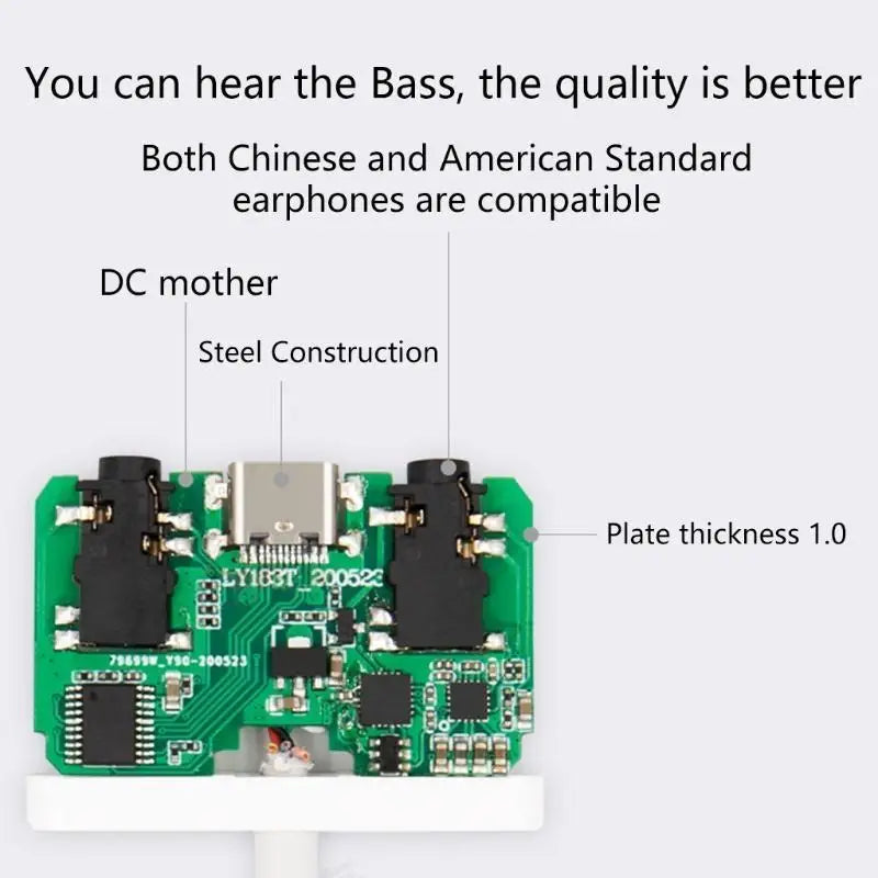 652F Type-c Sound Card Converter Headphone Adapter Zpaxo