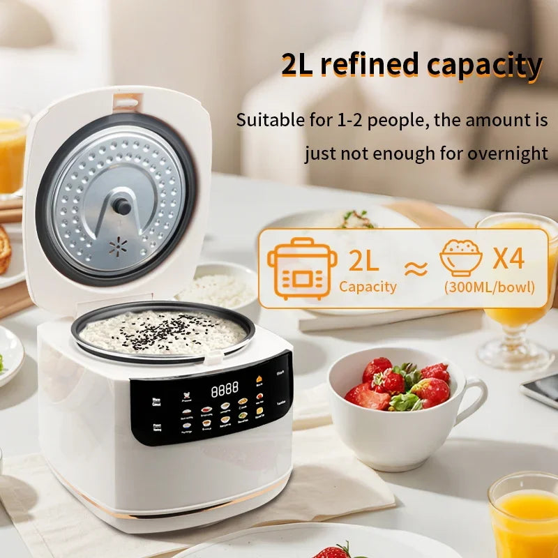 MultiCooker Electric Rice Cooker 110V 220V Non-Stick Pot 1-3 People Mini Cooking Machine Steamed Smart Rice Cooker Kitchen 2L Zpaxo
