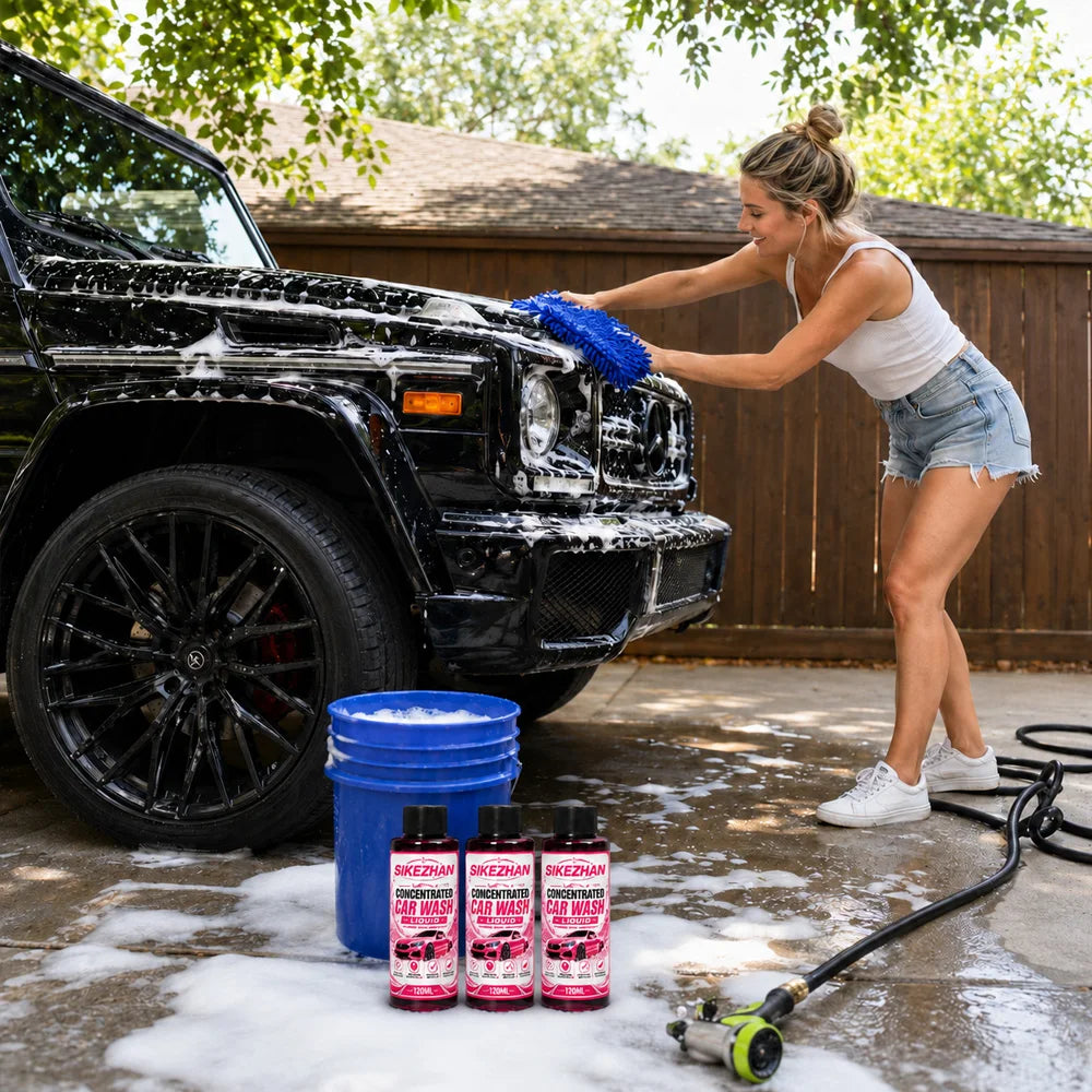 SIKEZHAN 3Pcs Car Wash Liquid with Microfiber Wash Mitt High Foam Auto Shampoo Vehicle Exterior Cleaner for Car Motorcycle Care Zpaxo
