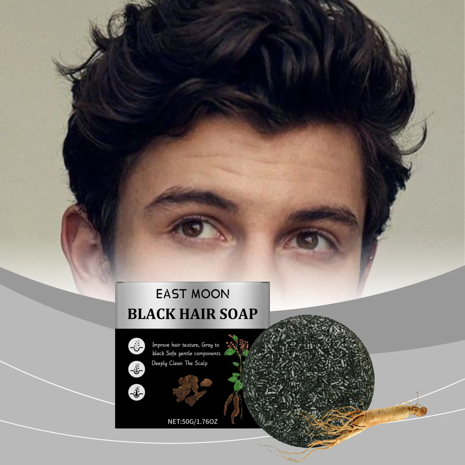 Bamboo Charcoal Hair Cleansing Soap Men's Solid Care Scalp Soft Zpaxo