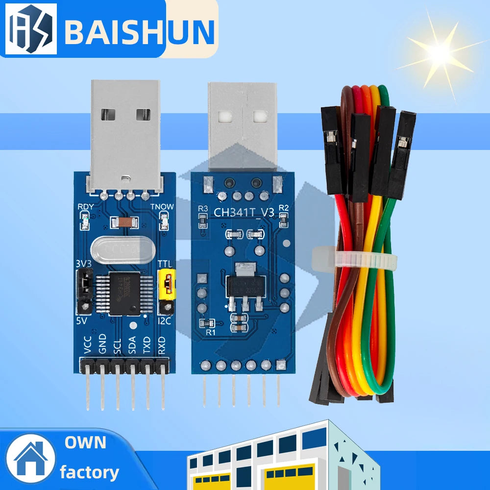 CH341T 1 Module 3 3V 5V USB I2C IIC UART TTL Single-chip Serial Port Zpaxo