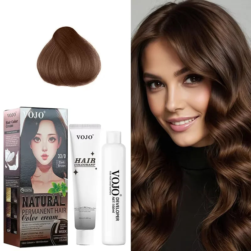 3-in-1 Long-Lasting Hair Dye Shampoo,100ml &100ml Coloring Agent Hair Dye Shampoo for Women and Men,Semi-Permanent Hair Cream Zpaxo Dark brown