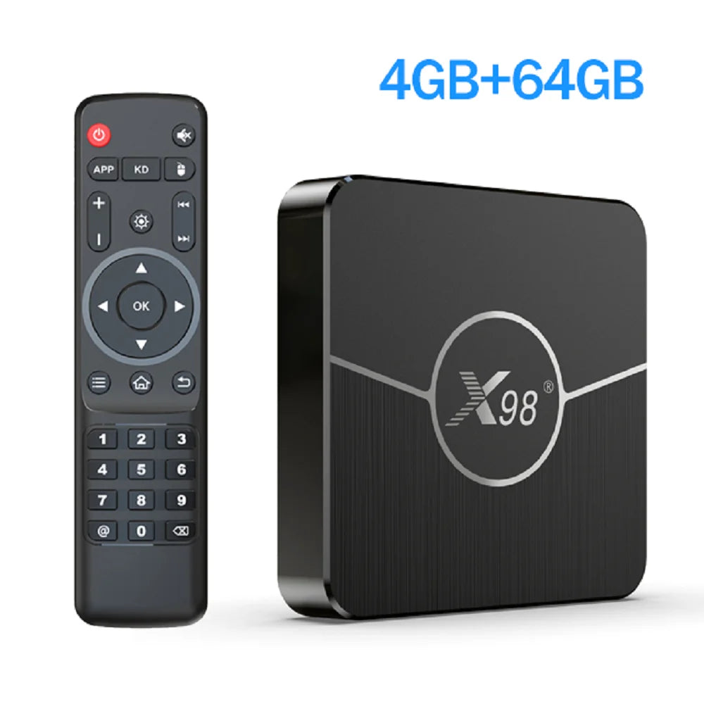 Original X98 Plus TV Box Android11 Amlogic S905W2 Quad Core AV1 BT 2.4G 5G Wifi 4K HDR Smart Set Top Box Video Media Player Zpaxo X98Plus-4G64G 100V-240V UK Plug