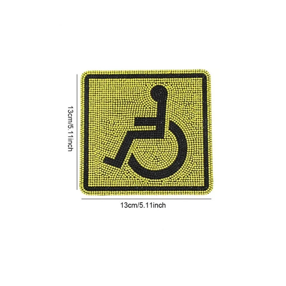 Sparkling Rhinestone Inlaid Wheelchair Pattern Decal Strong Self Zpaxo